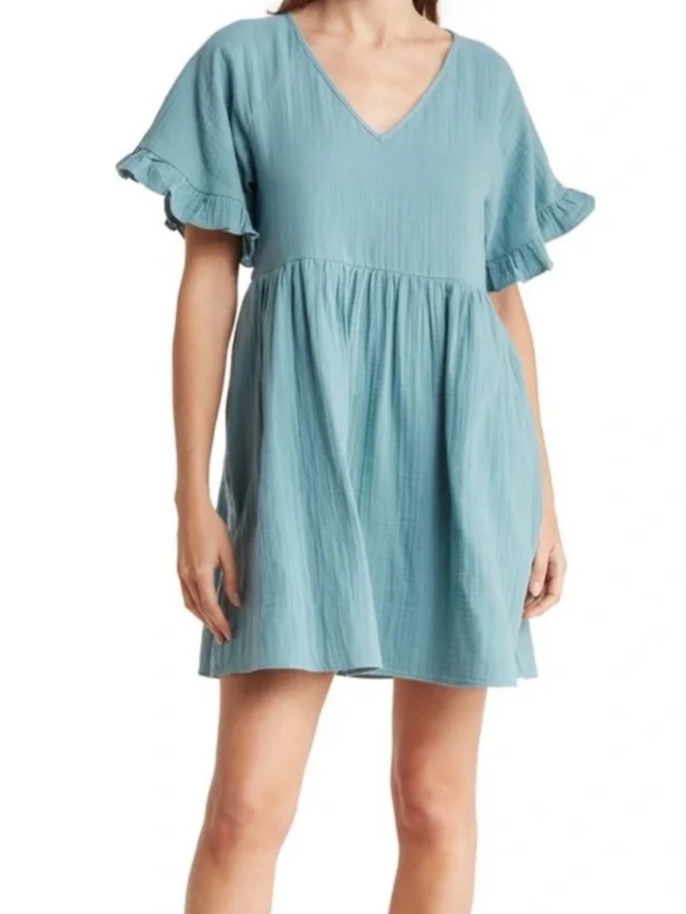 Madewell ruffle sleeve easy mini dress